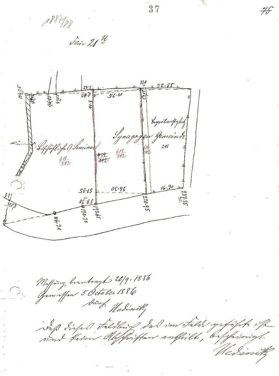 Grundstücksvermessung 1887 „Begräbnißplatz Synagogen-Gemeinde“